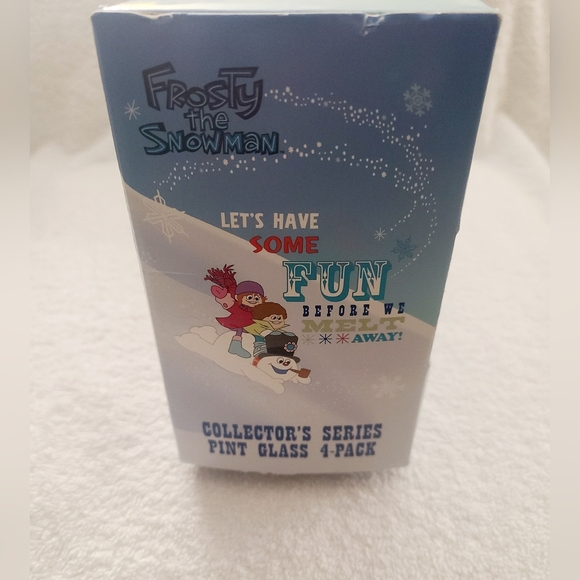 FROSTY THE SNOWMAN 4 Piece Glasses COLLECTOR'S SERIES THICK PINT GLASS SET 16oz - Picture 3 of 7